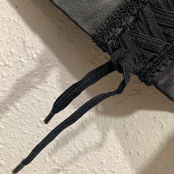 Venezia Lane Bryant Vintage Black Leather Braid Detail Zip Front Jacket size 16W - Picture 5 of 12